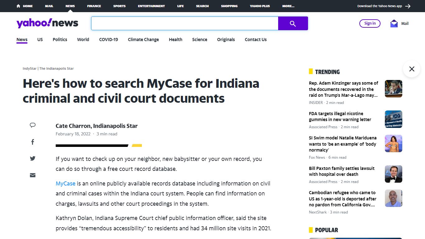 Here's how to search MyCase for Indiana criminal and civil court documents